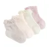 Pink and off-white pure cotton baby socks, unisex socks for newborns Item Picture
